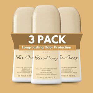 Avon Far Away Roll-On Anti-Perspirant Deodorant for Women –3 Pack -2.6 fl oz